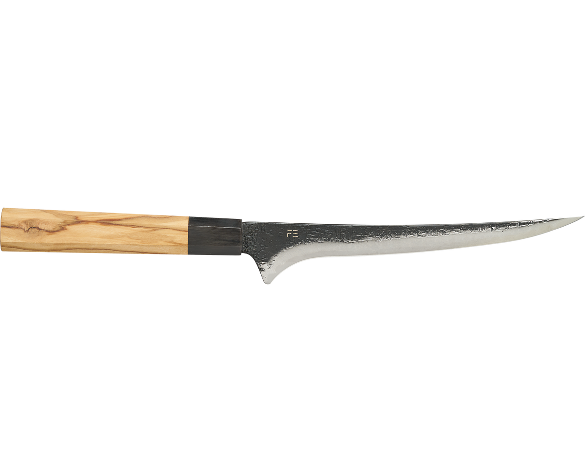Damascus Olive Fillet Knife 180mm