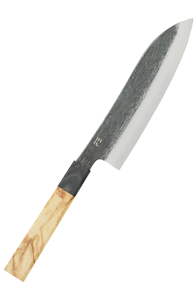 Damascus Olive Santoku 180mm